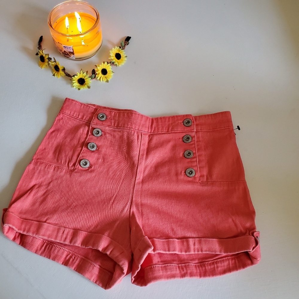 Coral high waisted shorts